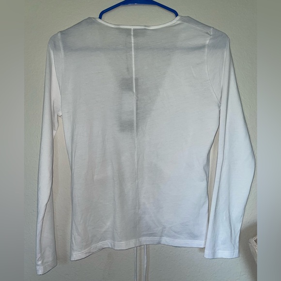 VERONICA BEARD Kerr White Ruched Drawstring T-Shirt long sleeve NWT - Picture 4 of 8